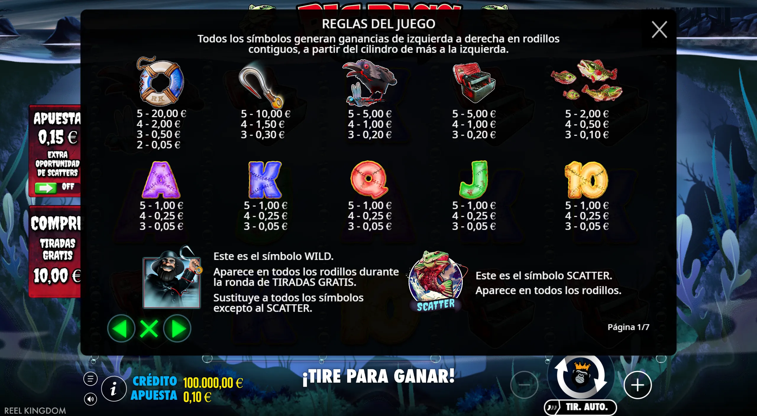 Big Bass Halloween — tabla de pagos