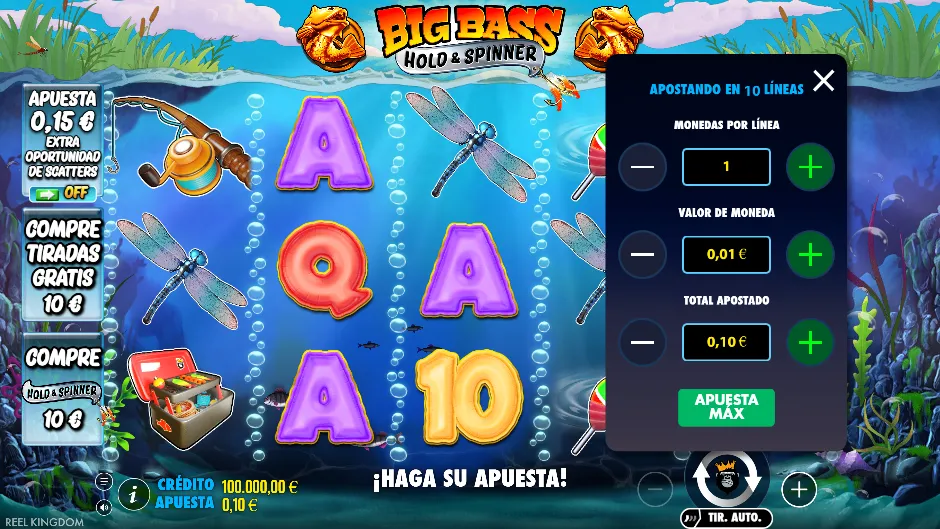 Hold & Spinner — menú de apuesta
