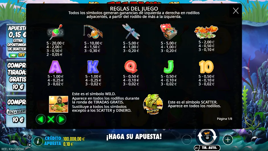 Hold & Spinner — tabla de pagos