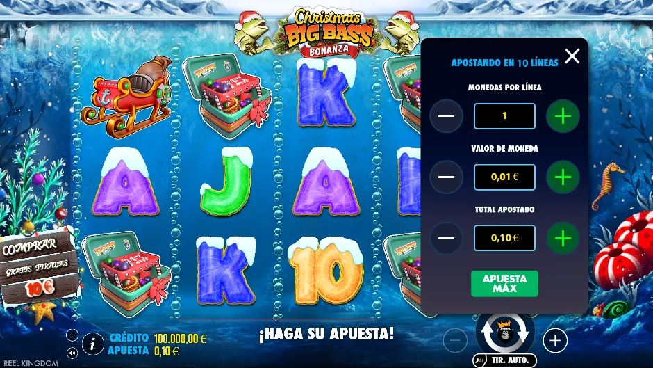 Christmas Big Bass — menú de apuesta